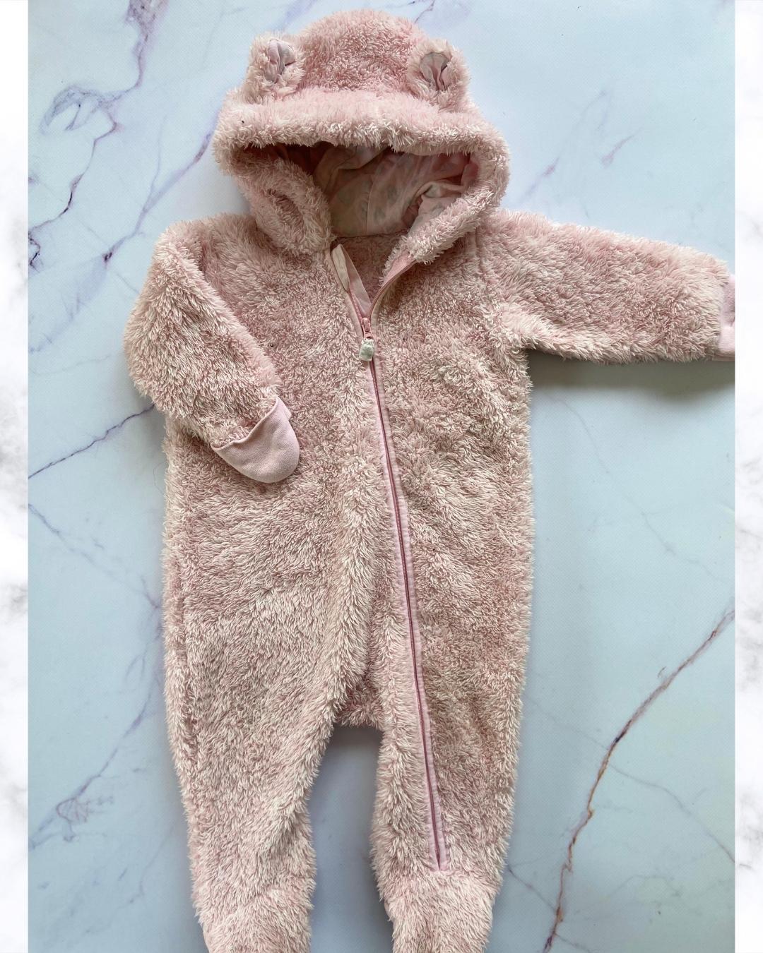Woolworths pink hooded onesie 3/6M – Nearly New Kids