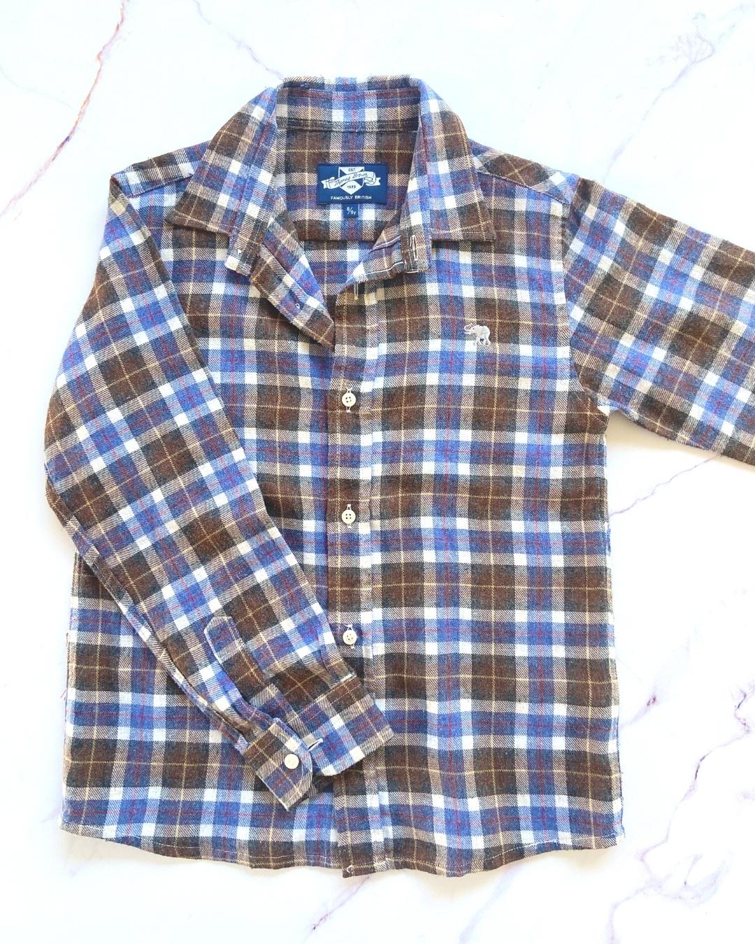 Thomas Brown brown checkered collared shirt 8/9Y – Nearly New Kids