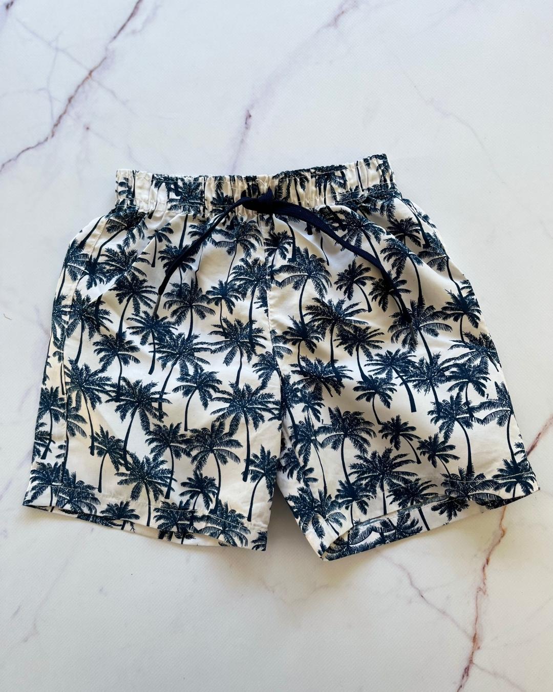 Checky white board shorts and blue palms 4/5Y – Nearly New Kids