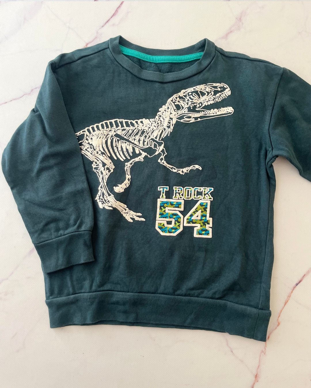 Woolworths green T Rex sweater 4Y – Nearly New Kids